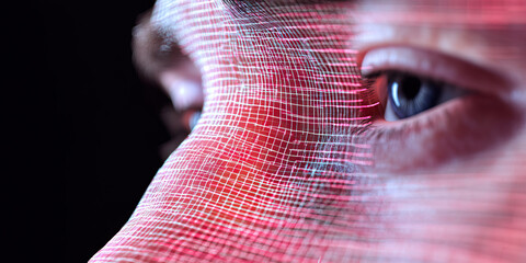 Poster - Human Eye with Digital Grid Overlay