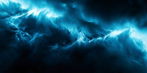 Aufkleber - Vibrant blue plasma energy swirling, glowing dynamically against dark backdrop, generating ethereal scientific visualization
