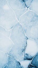 Poster - Ice covering a river surface is cracking, creating a beautiful geometric pattern of interconnected lines and shapes, showcasing the power of nature and the changing seasons
