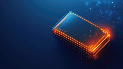 Poster - A glowing digital wallet with financial data floating around, neon blue background.