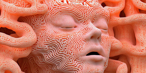 Poster - Digital Rendering of a Face Embedded in an Organic Structure