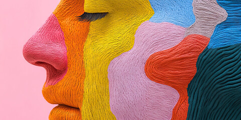 Poster - Multicolored Textured Paint on a Face