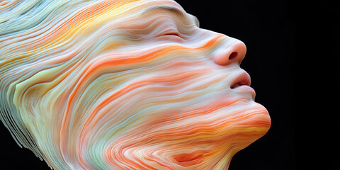 Poster - Abstract Digital Portrait with Swirling Pastel Textures