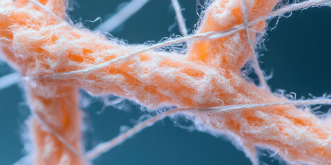 Poster - peach yarn and white thread interweaving