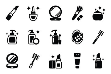 Fototapete - Create a sleek, editable icon set for the cosmetic industry, featuring a single, high-quality icon representing a key aspect of the industry (e.g., lipstick, perfume bottle, etc.).