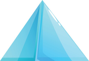 Aufkleber - Bright light blue triangular pyramid with cartoon style is shining on white background