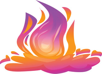 Poster - Stylized bonfire with purple and orange flames burning brightly, creating a vibrant and captivating visual