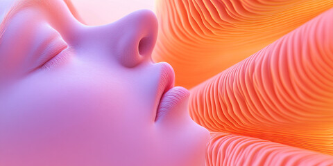Poster - Stylized Female Face and Abstract Coral Texture