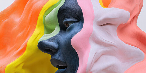 Poster - Abstract Sculpture with Multicolored Face Segments