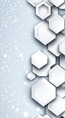 Poster - Light blue hexagon pattern on a white background creating a modern design suited for health and technology themes with text space.