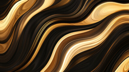 Poster - Abstract Gold Black Swirling Liquid Marble Luxury Design Background Art Rich Waves Fluid Image Style