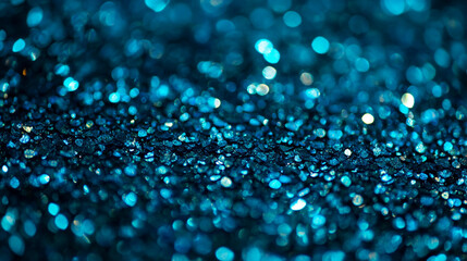 Poster - Abstract Teal Glitter Texture Sparkling Background Shimmering Blue Festive Design Elegant Luxurious 