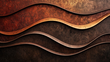 Poster - Abstract Brown Metal Wave Background Texture Design Elegant Modern Style art gold dark rich curve   