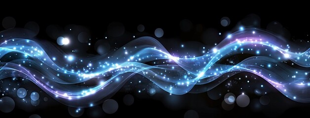 Poster - Futuristic design with digital waves and circuit elements, showcasing advanced tech in vibrant colors on a dark backdrop