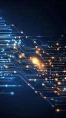 Poster - Futuristic design with digital waves and circuit elements, showcasing advanced tech in vibrant colors on a dark backdrop