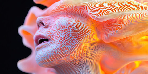 Poster - Digital Rendering: Textured Face with Organic Forms