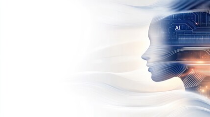 Poster - This digital artwork features a human silhouette and circuit board texture, highlighting the world of artificial intelligence