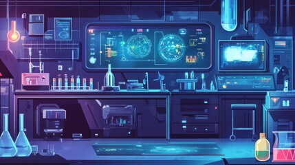 Poster - Futuristic Laboratory Interior with Advanced Technology and Equipment