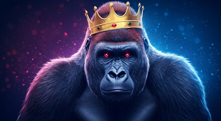 Majestic Gorilla King in a Golden Crown