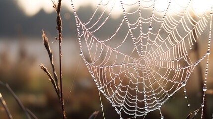 spider web with dew drops