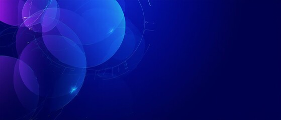 Poster - Glowing blue abstract background with circles and energy spheres