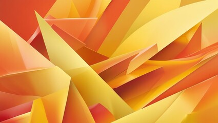 Poster - Vibrant orange and yellow hues create a geometric abstract backdrop with fractal patterns and light textures