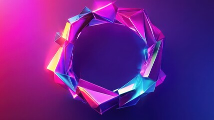 Poster - Abstract Geometric Shape with Colorful Light Effects in a Circle