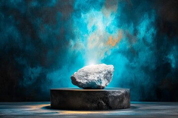 Poster - A stylized depiction of a single beam of light illuminating a solitary object in a dark room