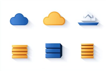 Poster - Modern Cloud Computing Icons Set for Data Storage and Management Solutions