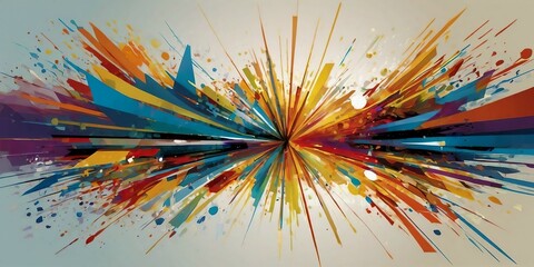 Poster - A vibrant abstract background with colorful lines and bursts of light creates a dynamic design