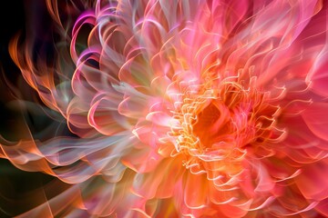 Aufkleber - Wavy petals creating a beautiful flower in a digital artwork with pink and orange colors