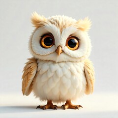 Adorable Baby Owl with Big Eyes Cute Cartoon Bird Illustration Wildlife Animal