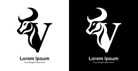 Aufkleber - The logo design is in the shape of a bull's head combined with the letter V