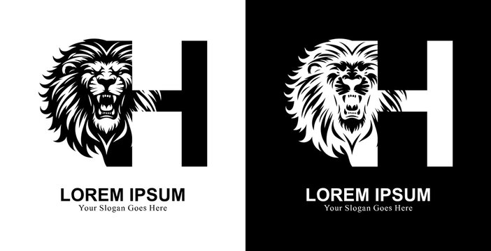 The logo design is in the shape of a lion's head with a front view combined with the letter H
