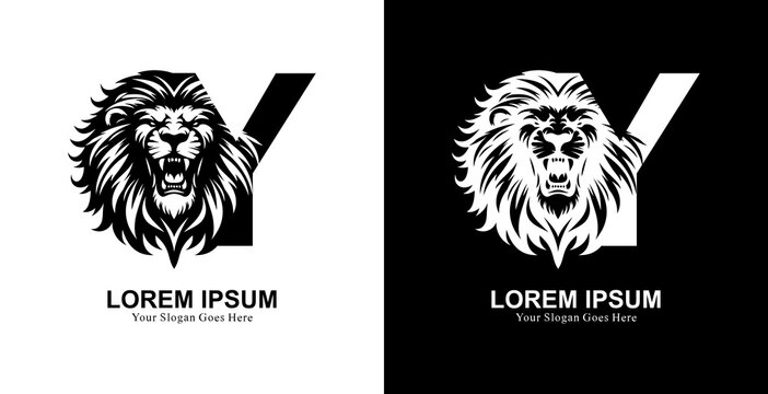 The logo design is in the shape of a lion's head with a front view combined with the letter Y