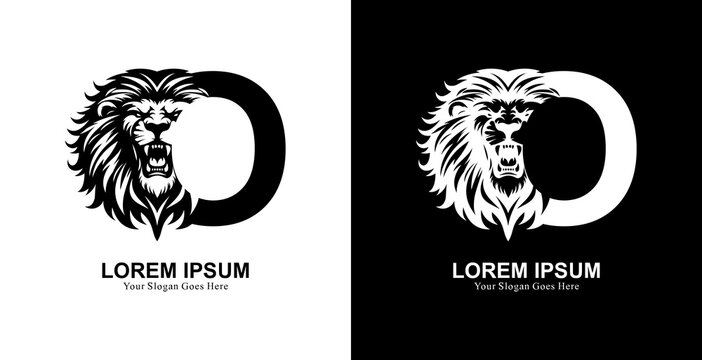 The logo design is in the shape of a lion's head with a front view combined with the letter O