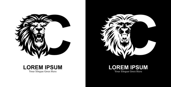 The logo design is in the shape of a lion's head with a front view combined with the letter C