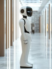 Poster - Futuristic AI Customer Service Bot Enhancing Service Quality with Real-Time Data Visualizations