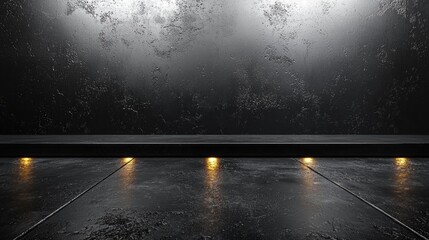 Aufkleber - A modern matte black surface creates a sleek foundation, enhanced by soft, warm lighting along the edge. This striking ambiance invites creativity and inspiration