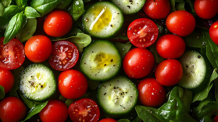 Poster - Vibrant Salad with Red Tomatoes and Green Cucumbers