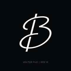 Poster - initial letter B script handwritten logo