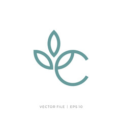 Poster - initial letter C aesthetic leaf flower logo