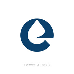 Poster - initial letter E lowercase liquid water drop logo