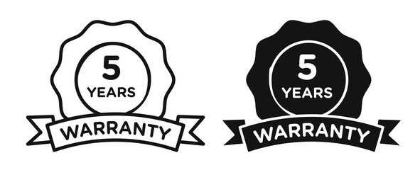Wall Mural - 5 year warranty icon vectors for apps and web.