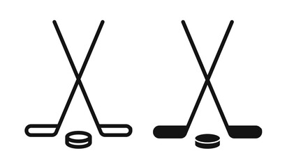 Wall Mural - hockey sticks and puck icon vectors for apps and web.