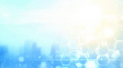 Blue hexagon background with copy space