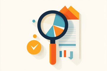 Poster - A clean and simple icon of a magnifying glass focusing on a tiny detail, symbolizing meticulous attention