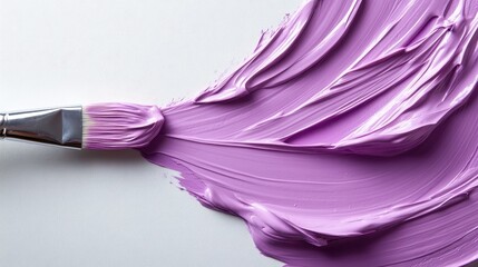 Poster - A captivating close-up of smooth purple paint gracefully spread on canvas, showcasing the beauty of artistic expression and the delicate interaction of colors.
