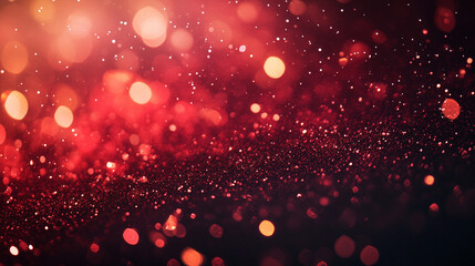 Poster - Red Glitter Festive Background Sparkling Lights Holiday Design Abstract Texture Shimmering Glamour  