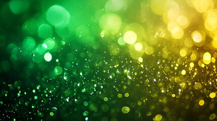 Poster - Abstract Green Yellow Bokeh Background Shiny Bright Festive Lights Sparkle Holiday Design Texture   